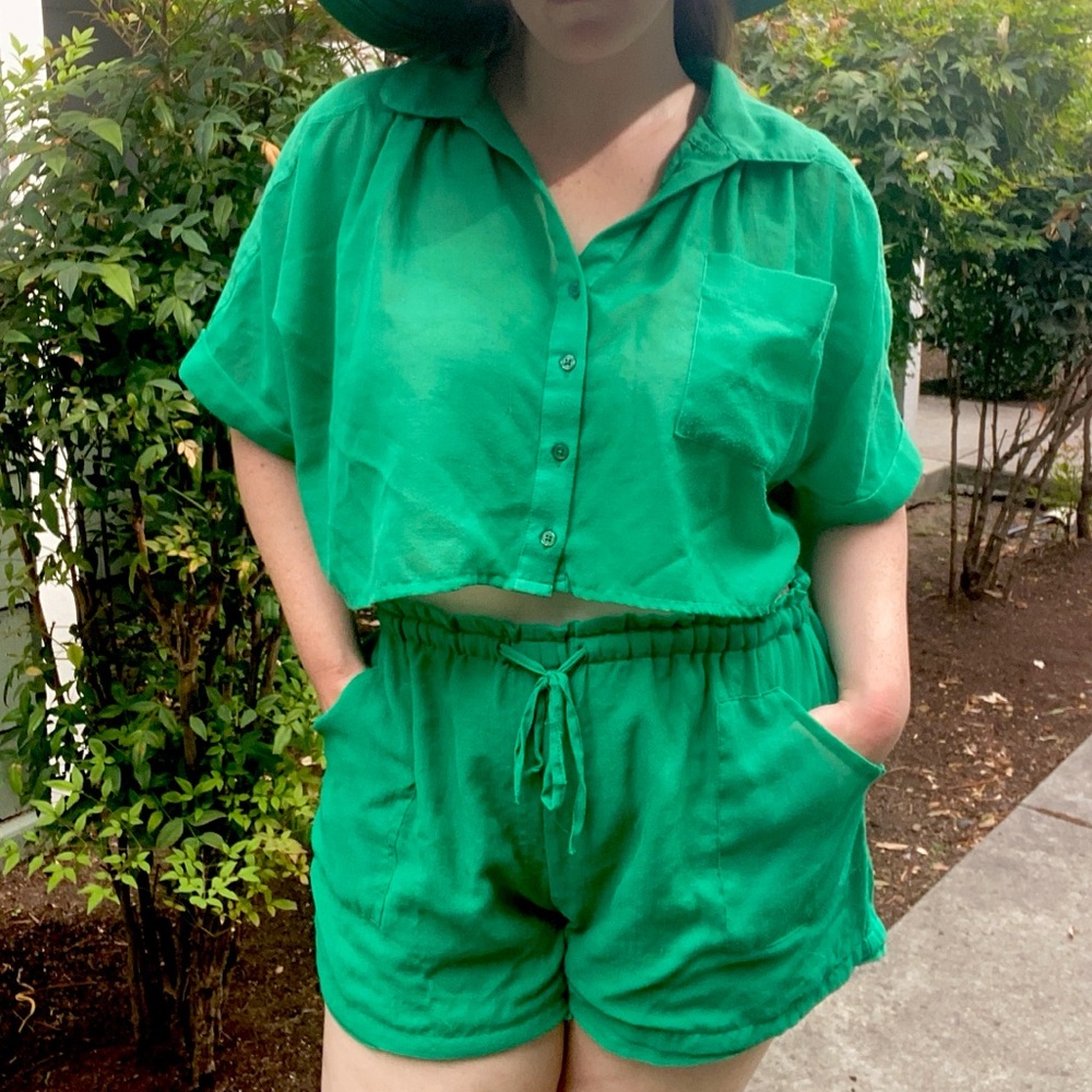Vibrant Green Women's Two-Piece Set